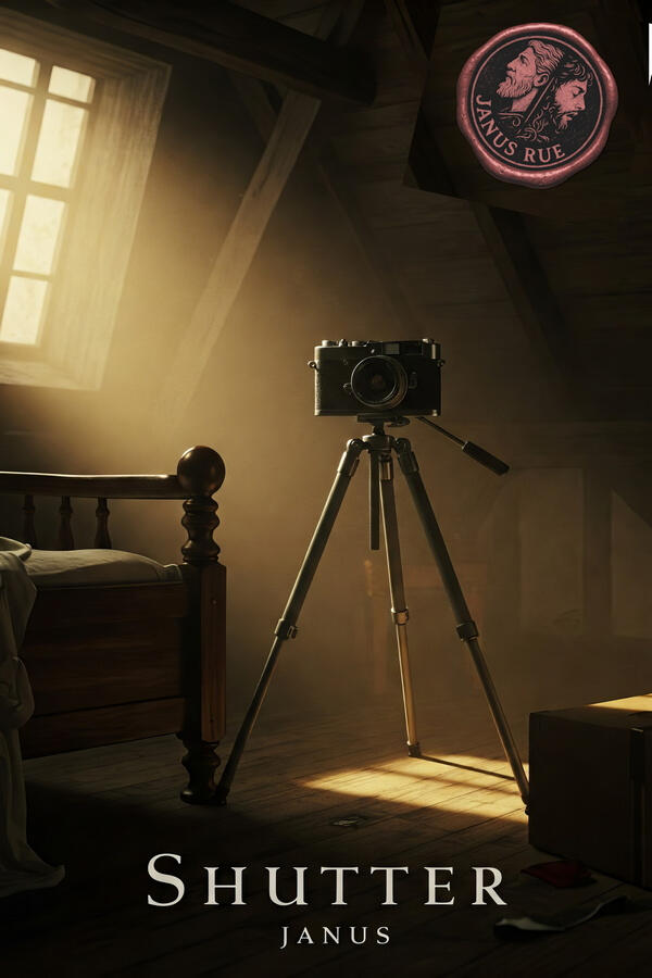 Book cover for Shutter by Janus Rue, a literary erotica of CMNF, female-led domination, and ritual exposure
